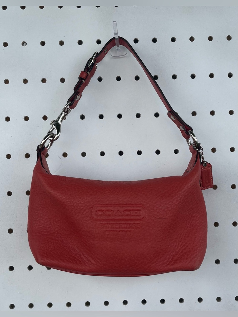 Coach Coral Pebble Leather Shoulder Bag with Silver Hardware